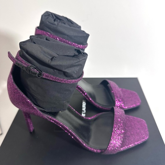 SAINT LAURENT
Glitter Amber 85 Ankle Strap Sandals 38.5 Fuchsia - Picture 4 of 6